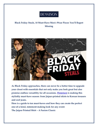 Black Friday Steals, 10 Must-Have Men's Wear Pieces You’ll Regret Missing