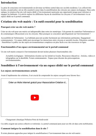 “Sensibiliser à l’environnement via un espace dédié sur le portail communal.”