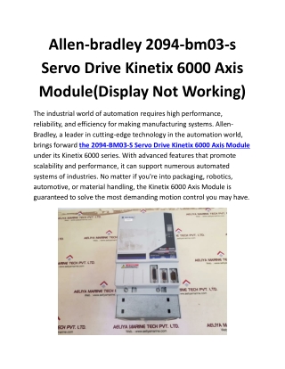 Allen-bradley 2094-bm03-s Servo Drive Kinetix 6000 Axis Module(Display Not Working)