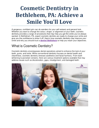 Cosmetic Dentistry in Bethlehem, PA- Achieve a Smile You’ll Love