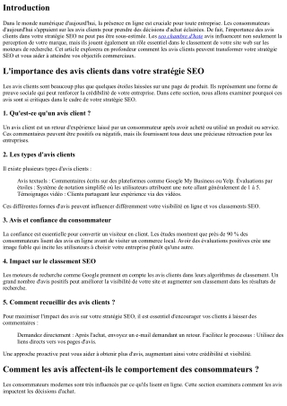L'importance des avis clients dans votre stratégie SEO