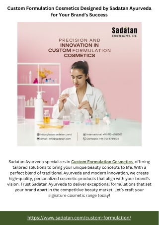 Custom Formulation Cosmetics Designed by Sadatan Ayurveda for Your Brand’s Success