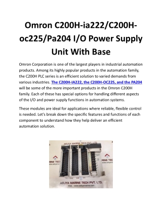 Omron C200H-ia222