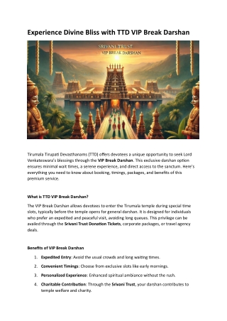 Experience Divine Bliss with TTD VIP Break Darshan