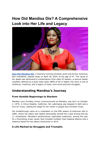 How Did Mandisa Die_ A Comprehensive Look into Her Life and Legacy