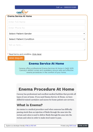 Enema Services at Home: Expert Care for Your Comfort and Convenience"
