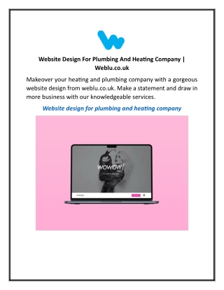 Website Design For Plumbing And Heating Company | Weblu.co.uk