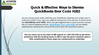Expert guide to resolve QuickBooks Error Code H202