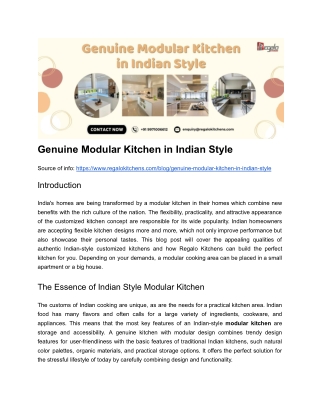 Genuine Modular Kitchen in Indian Style