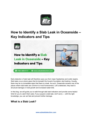 How to Identify a Slab Leak in Oceanside – Key Indicators and Tips