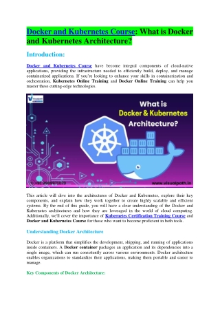 Docker and Kubernetes Training in Hyderabad