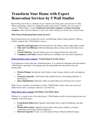 Transform Your Home with Expert Renovation Services