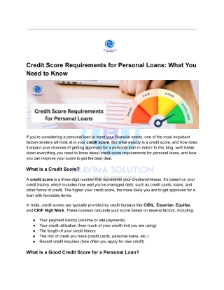 Credit Score Requirements for Personal Loans