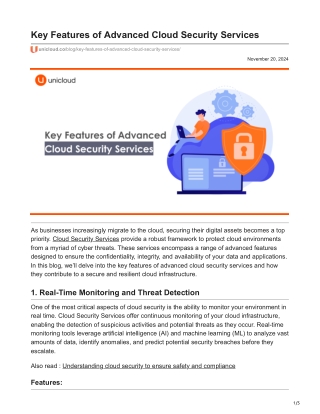 unicloud.co-Key Features of Advanced Cloud Security Services