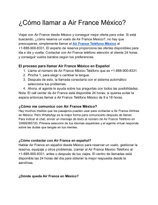 ¿Cómo llamar a Air France México