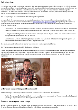 La Psychologie du Consommateur et l'Emballage des Spiritueux