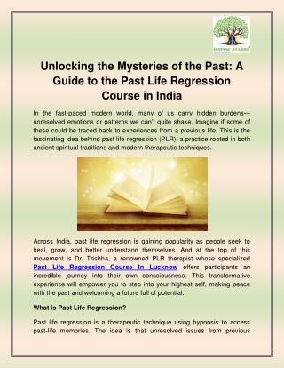 Past Life Regression Course In Lucknow