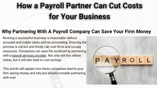 How a Payroll Partner Can Cut Costs for Your Business