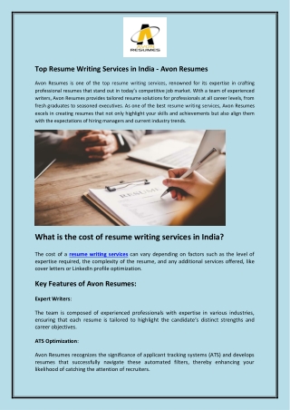 Top Resume Writing Services in India - Avon Resumes