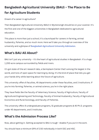 Bangladesh Agricultural University (BAU) – The Place to Be for Agriculture Students