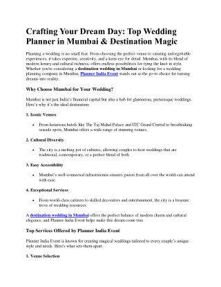 Top Wedding Planner in Mumbai & Destination Magic