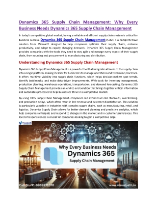 Dynamics Supply Chain  Microsoft D365 Supply Chain Management