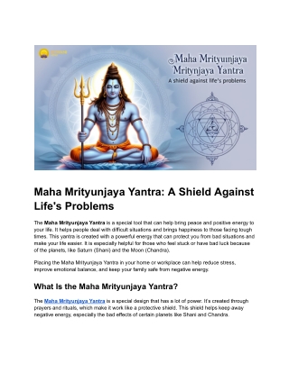 Maha Mrityunjaya Yantra_ A Shield Against Life's Problems