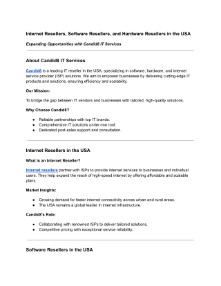 Internet Resellers, Software Resellers, and Hardware Resellers in the USA