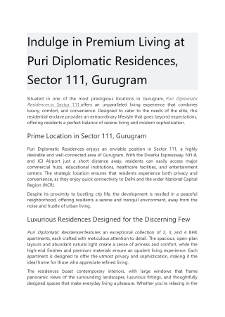 Indulge in Premium Living at Puri Diplomatic Residences