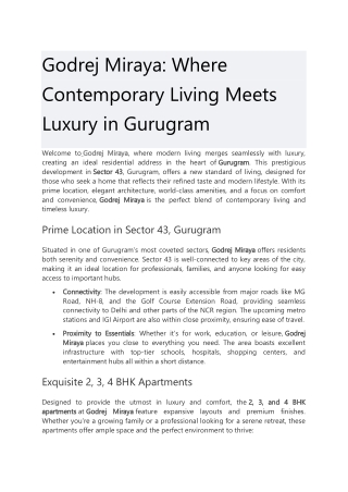 Godrej Miraya Where Contemporary Living Meets Luxury in Gurugram