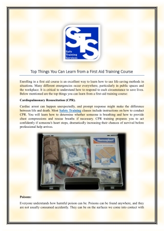 Top Things You Can Learn from a First Aid Training Course