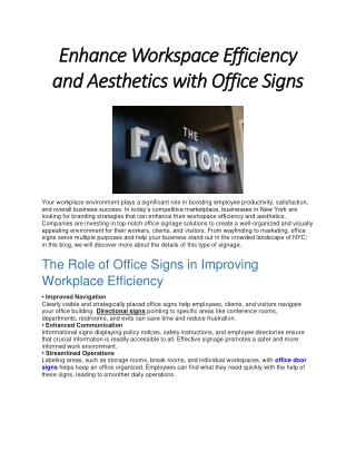 Enhance Workspace Efficiency and Aesthetics with Office Signs