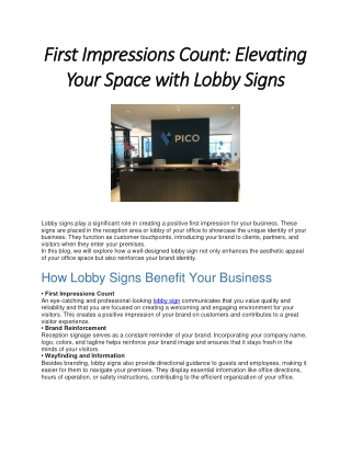 First Impressions Count Elevating Your Space with Lobby Signs