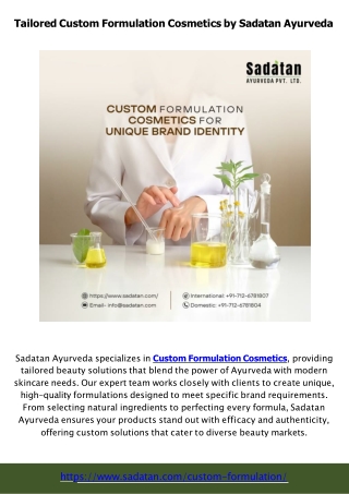 Custom Formulation Cosmetics by Sadatan Ayurveda Your Trusted Private Label Cosmetics Manufacturer
