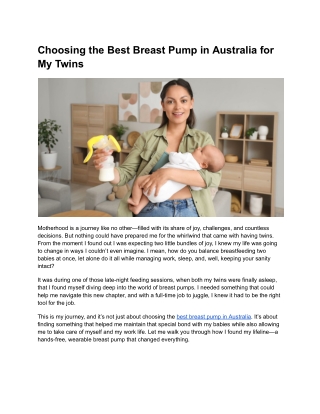 Choosing the Best Breast Pump in Australia for My Twins