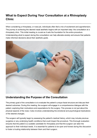 What to Expect During Your Consultation at a Rhinoplasty Clinic