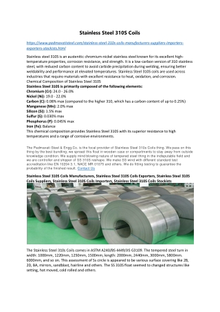 Stainless Steel 310S Coils Suppliers In Mumbai