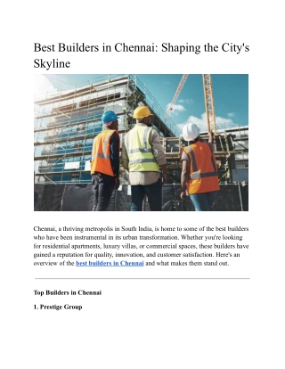 Best Builders in Chennai_ Shaping the City's Skyline