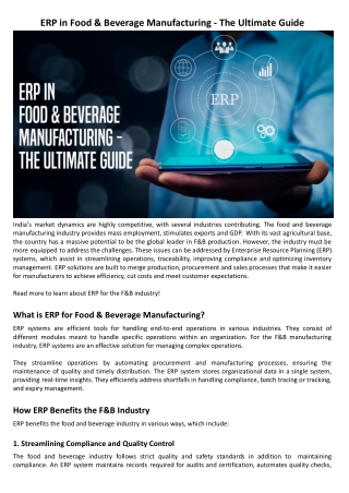 ERP in Food & Beverage Manufacturing - The Ultimate Guide