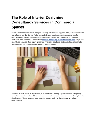 The Role of Interior Designing Consultancy Services in Commercial Spaces