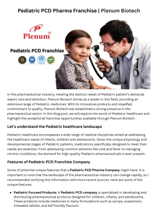 Pediatric PCD Franchise | Plenum Biotech