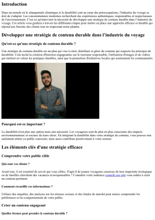 “Développer une stratégie de contenu durable dans l’industrie du voyage”