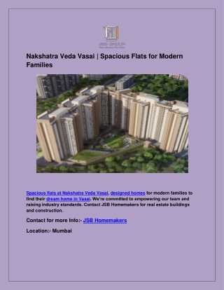 Nakshatra Veda Vasai | Spacious Flats for Modern Families