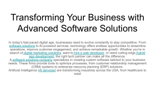 Transforming Your Business with Advanced Software Solutions
