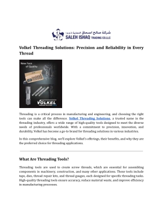 Volkel Threading Solutions_ Precision and Reliability in Every Thread