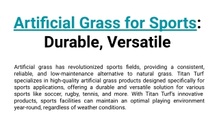 Artificial Grass for Sports_ Durable, Versatile