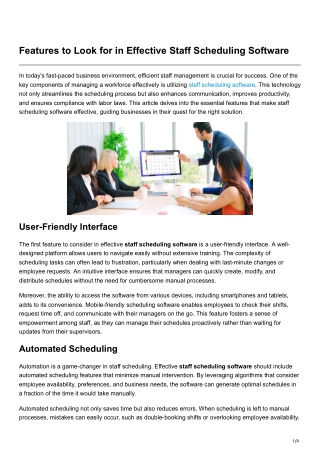Features to Look for in Effective Staff Scheduling Software