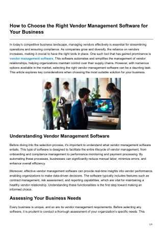 How to Choose the Right Vendor Management Software for Your Business