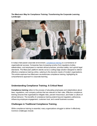 Microlearning for Compliance & ethics Training: Embrace Success, the MaxLearn Wa