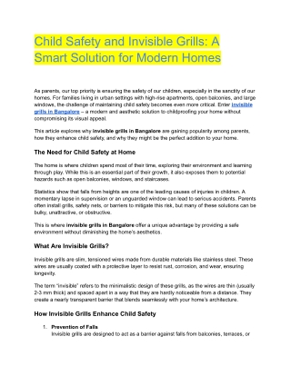 Child Safety and Invisible Grills_ A Smart Solution for Modern Homes